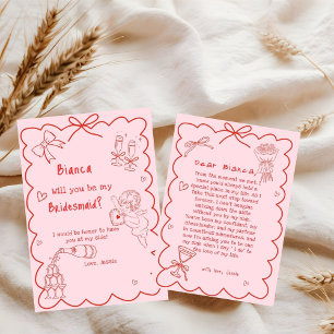 Elegante tarjeta de propuesta de la dama de honor 