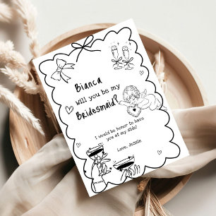 Elegante tarjeta de propuesta de la dama de honor 