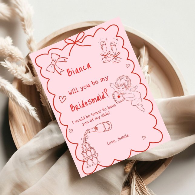Elegante tarjeta de propuesta de la dama de honor  (Subido por el creador)