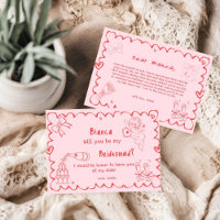 Elegante tarjeta de propuesta de la dama de honor 