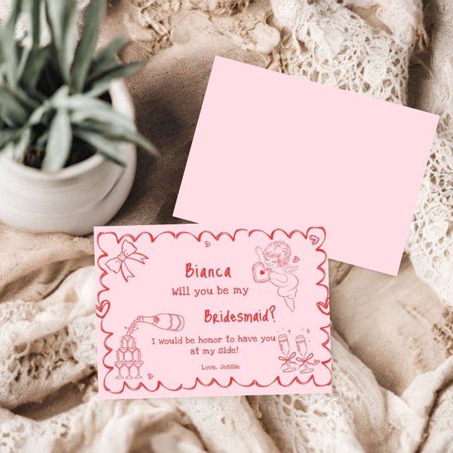 Elegante tarjeta de propuesta de la dama de honor  (Subido por el creador)