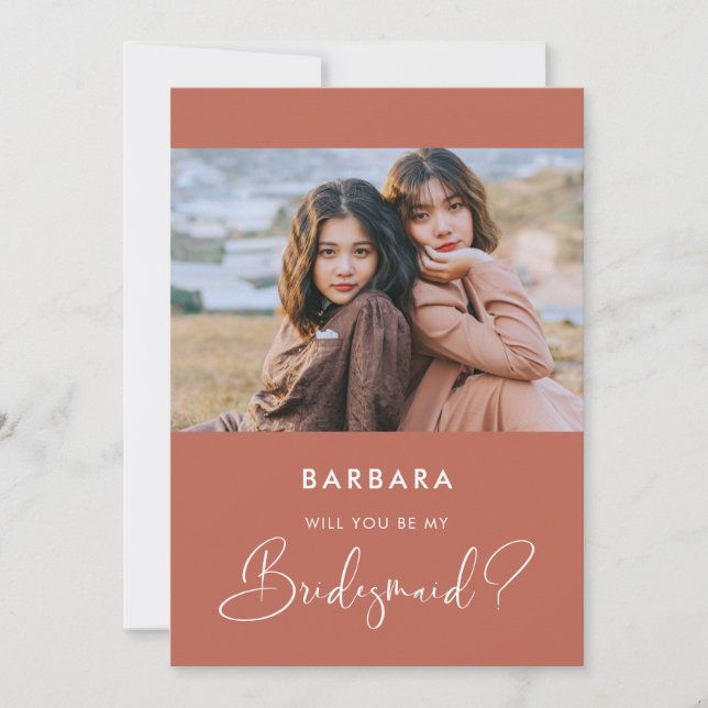 Elegante tarjeta de propuesta de la dama de honor  (Anverso)