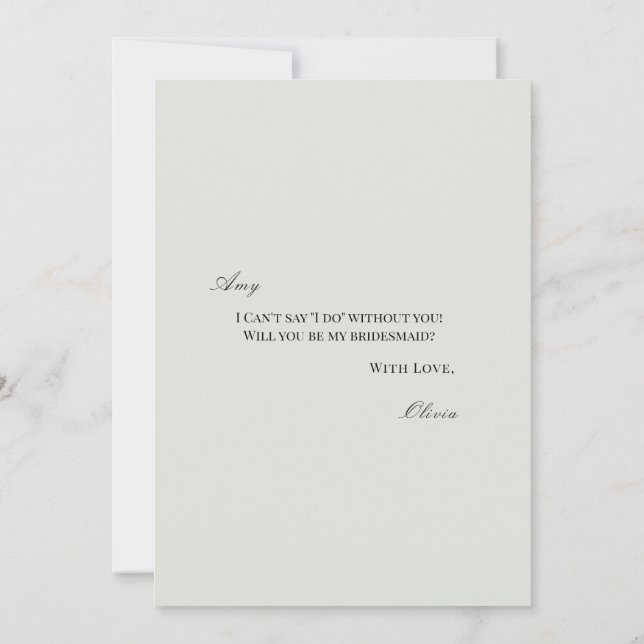 Elegante tarjeta de propuesta para la dama de hono (Reverso)