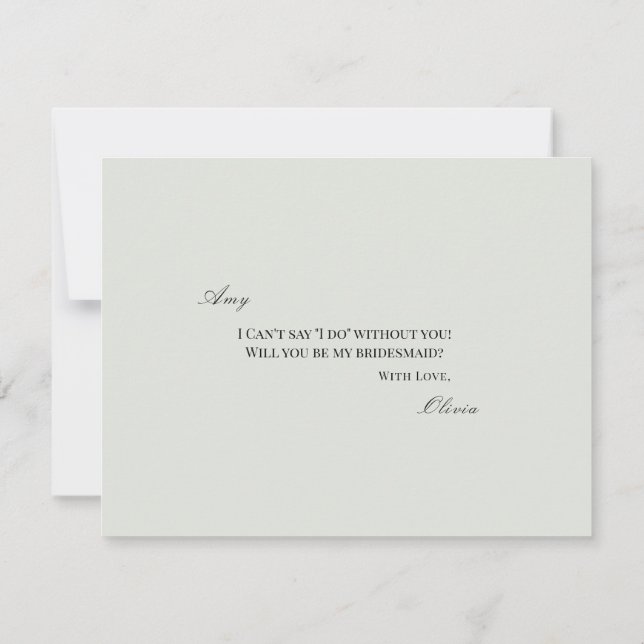 Elegante tarjeta de propuesta para la dama de hono (Reverso)