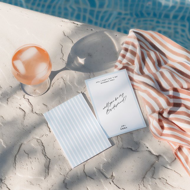 Elegante tarjeta de propuesta para la dama de hono (Elegant Vintage Blue Bridesmaid Proposal Card)