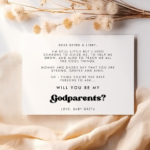 Elegante tarjeta de propuesta retro Godparent