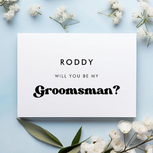 Elegante tarjeta de propuesta retro groomsman