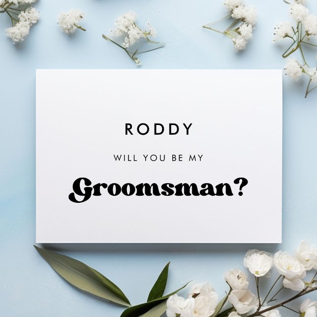 Elegante tarjeta de propuesta retro groomsman (Subido por el creador)