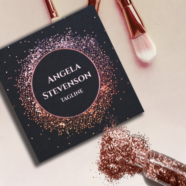 Elegante tarjeta de Purpurina de oro Rosa negro (#rosegoldbusinesscard #glitter #rosegoldfaux #sparkles #luxury #zazzlemade #blackrosegold)