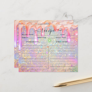 Elegante tarjeta de Purpurina Holográfica Drip Gol