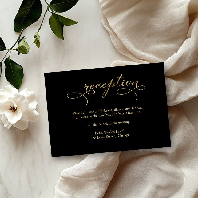 Elegante tarjeta de recepción con guión de Relieve (Subido por el creador)