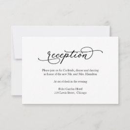 Elegante tarjeta de recepción de boda caligráfica