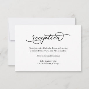 Elegante tarjeta de recepción de boda caligráfica