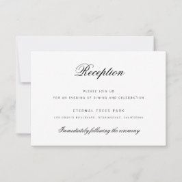 Elegante tarjeta de recepción de boda con escritur
