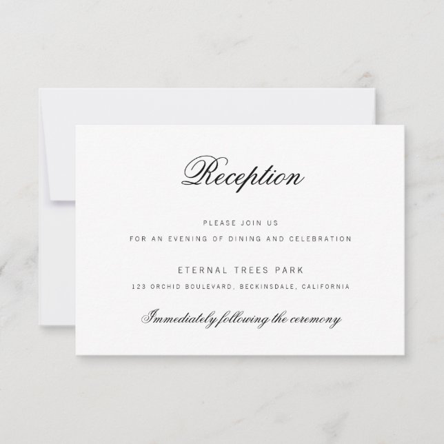 Elegante tarjeta de recepción de boda con escritur (Anverso)