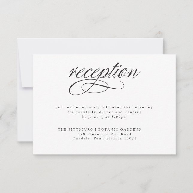 Elegante tarjeta de recepción de boda de caligrafí (Anverso)