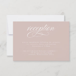 Elegante tarjeta de recepción de boda de caligrafí