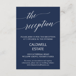 Elegante tarjeta de recepción de boda de la Marina