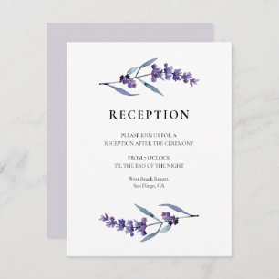 Elegante tarjeta de recepción de boda de lavanda f