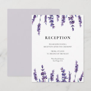 Elegante tarjeta de recepción de boda de lavanda f