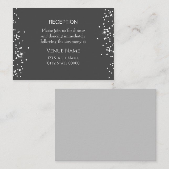 Elegante tarjeta de recepción de boda para Diamant (Anverso / Reverso)