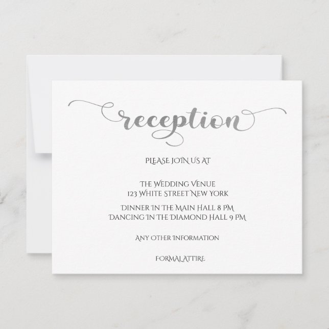 Elegante tarjeta de recepción de boda romántica pl (Anverso)