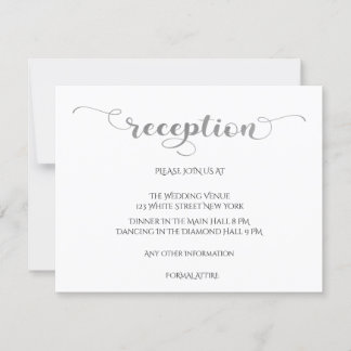 Elegante tarjeta de recepción de boda romántica pl
