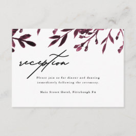 Elegante tarjeta de recepción de bodas botánicas