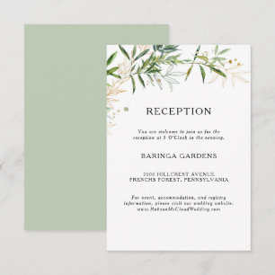 Elegante tarjeta de recepción de bodas de Olive Gr