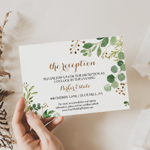Elegante tarjeta de recepción de bodas Eucalyptus