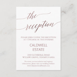 Elegante tarjeta de recepción de caligrafía de oro