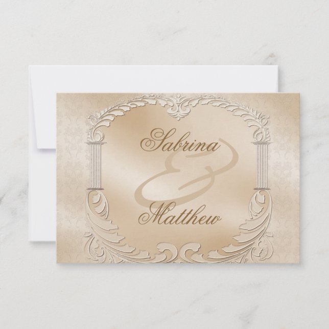 Elegante tarjeta de recepción de Golden Swans form (Anverso)