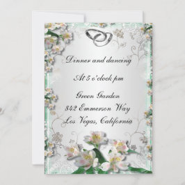 Elegante tarjeta de recepción floral blanca