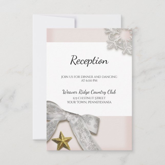Elegante tarjeta de recepción para Boda de Inviern (Anverso)