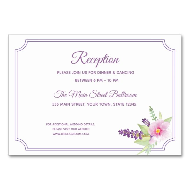 Elegante tarjeta de recepción para Bouquet floral (Anverso)