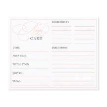 Elegante tarjeta de receta de caligrafía rosa para