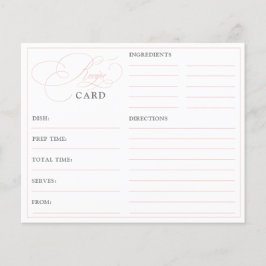 Elegante tarjeta de receta de caligrafía rosa para