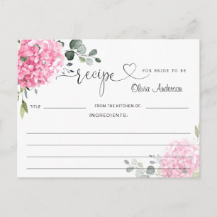 Elegante Tarjeta de Receta de Ducha Bridal de Hidr