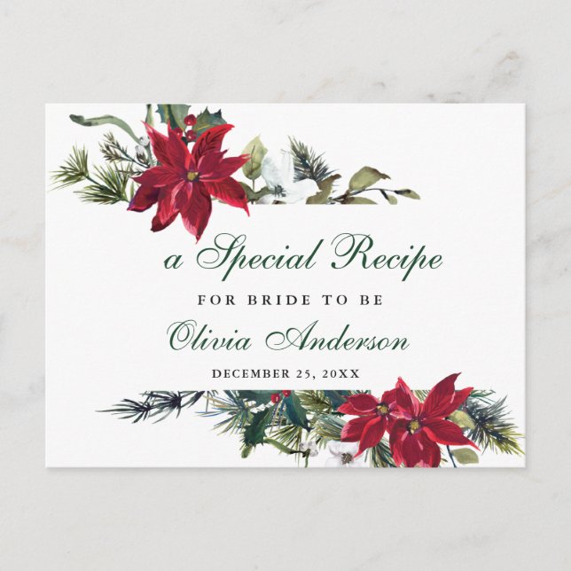 Elegante Tarjeta de Receta de Ducha Bridal de Poin (Anverso)