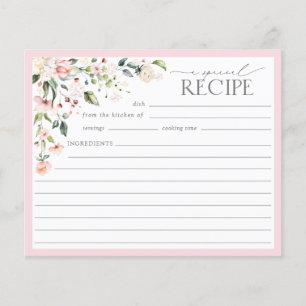 Elegante Tarjeta de Receta de Ducha Bridal Floral