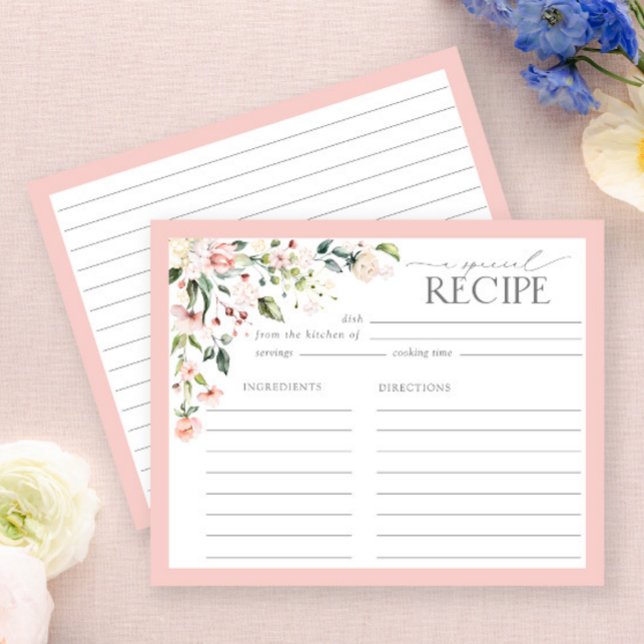 Elegante Tarjeta de Receta de Ducha Bridal Floral  (Subido por el creador)