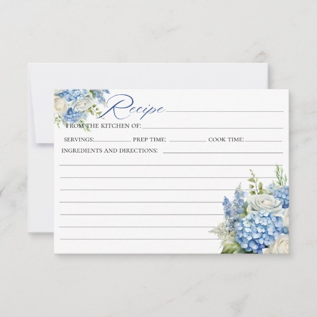 Elegante Tarjeta de Receta de Ducha Bridal Hydrang (Anverso)