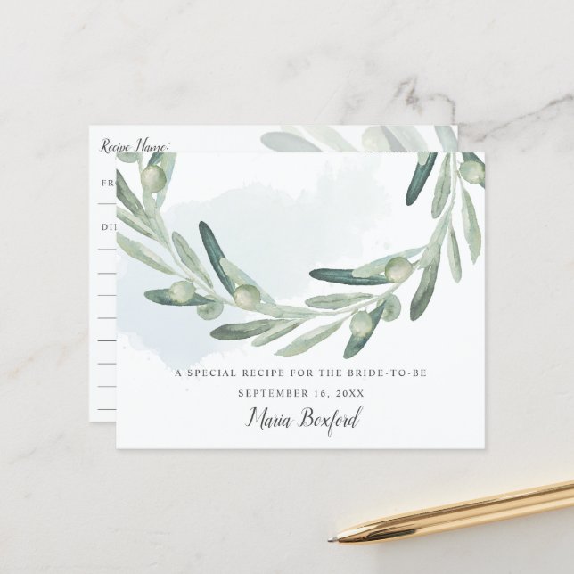 Elegante Tarjeta de Receta de Ducha Bridal Sprig d (Anverso/Reverso In Situ)