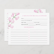 Elegante Tarjeta de Receta de Ducha de Boda de Flo