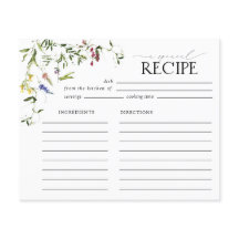 Elegante Tarjeta de Receta de Ducha de Flor Silves