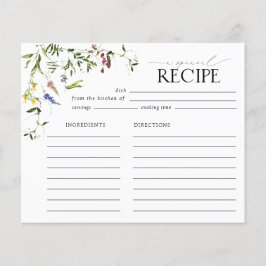 Elegante Tarjeta de Receta de Ducha de Flor Silves