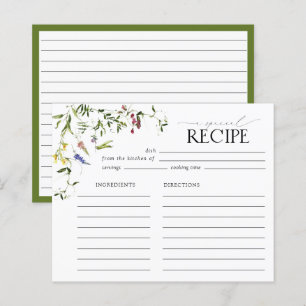Elegante Tarjeta de Receta de Ducha de Flor Silves