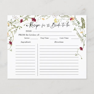 Elegante Tarjeta de Receta de Ducha de Flor Silves