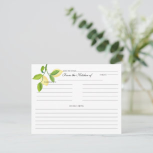 Elegante Tarjeta de Receta de Ducha de Lemon Brida