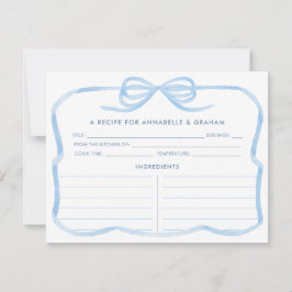 Elegante tarjeta de receta de ducha de novia azul